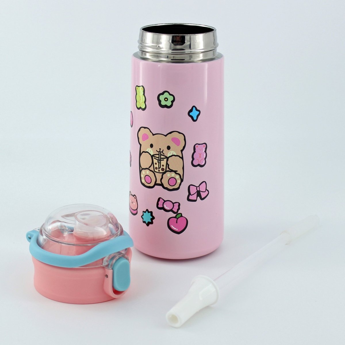 Thermos Stainless Steel Insulated Water Bottle with Straw Stickers 16.9 oz