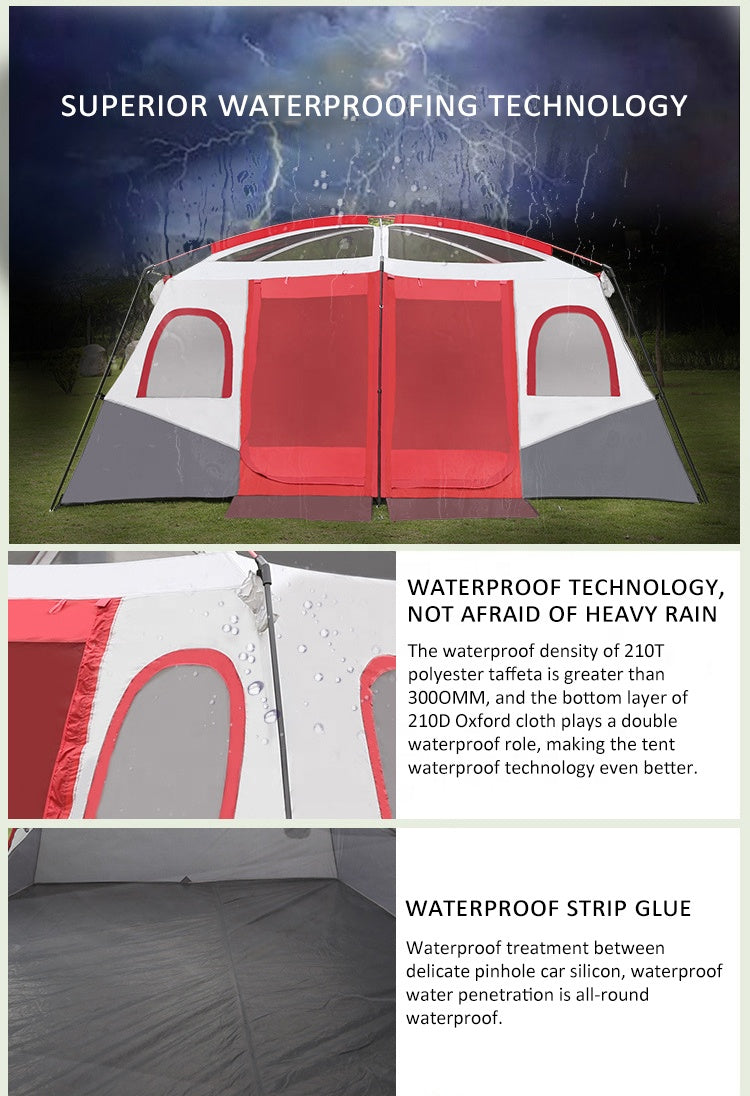 Large Space12 person 2 room Outdoor Camping Tent With Convertible Screen House