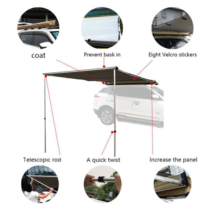 2*2m Retractable Car SUV Side Camping Rv Awning