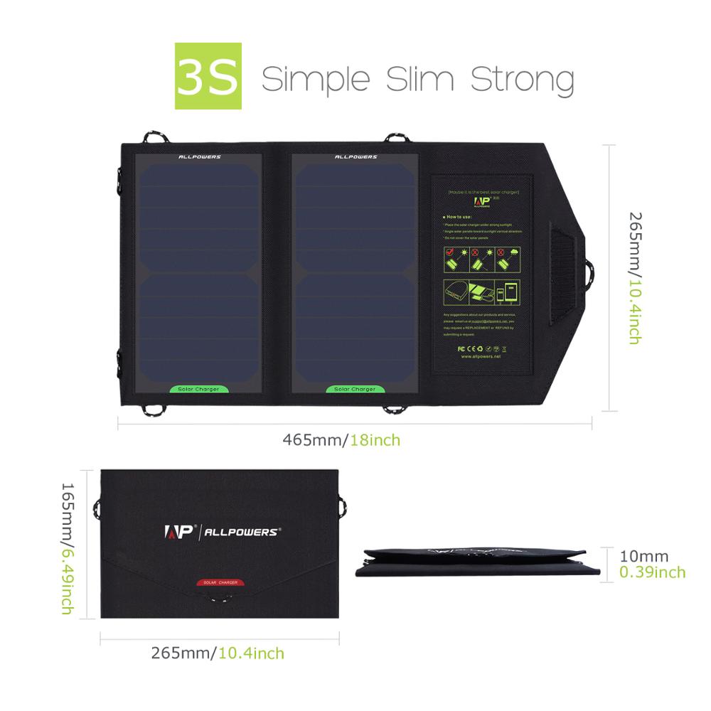 Portable ALLPOWERS Solar Panel Charger 10W 5V