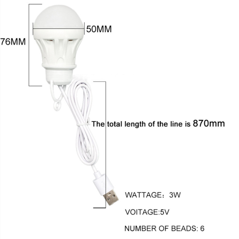 LED Lantern Portable Camping Lamp Bulb 5V USB