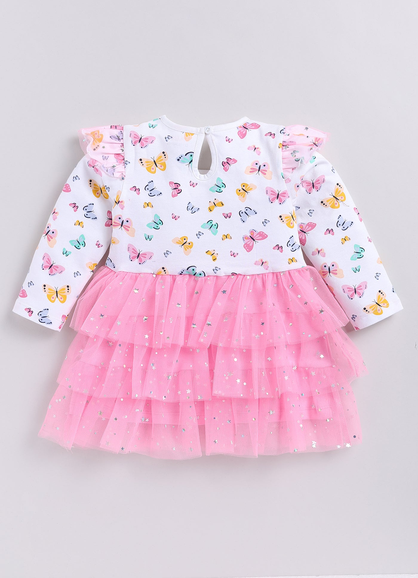 Mimino Baby Girls Below Knee Casual Dress (Pink, Full Sleeve)