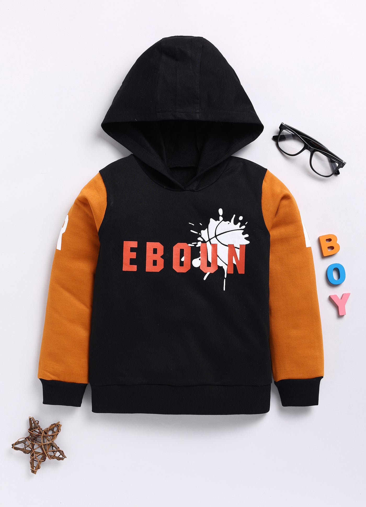 Mimino Full Sleeve Printed Baby Boys Sweatshirt- Brown & Black