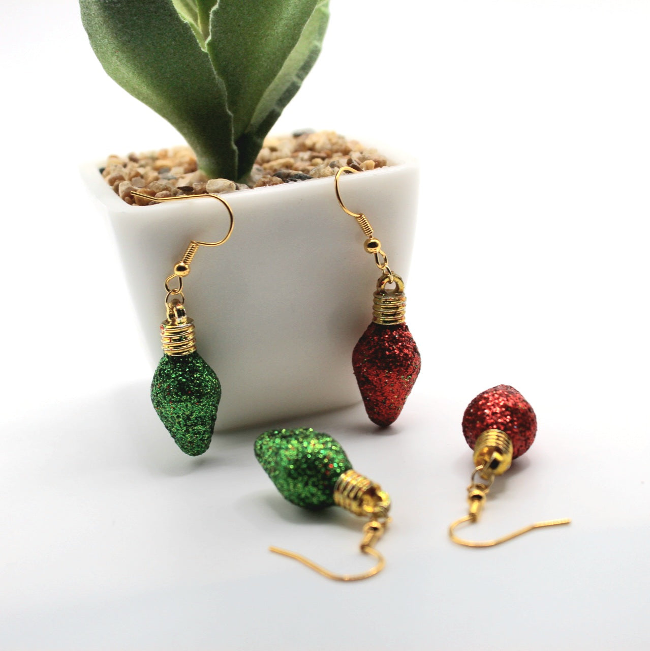 Christmas Glitter Light Bulb Earrings