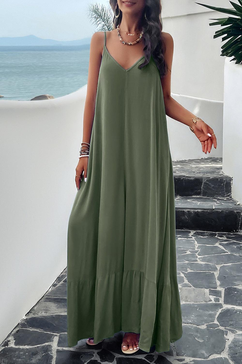 Getaway Chic A-Line Backless Maxi Cami Dress