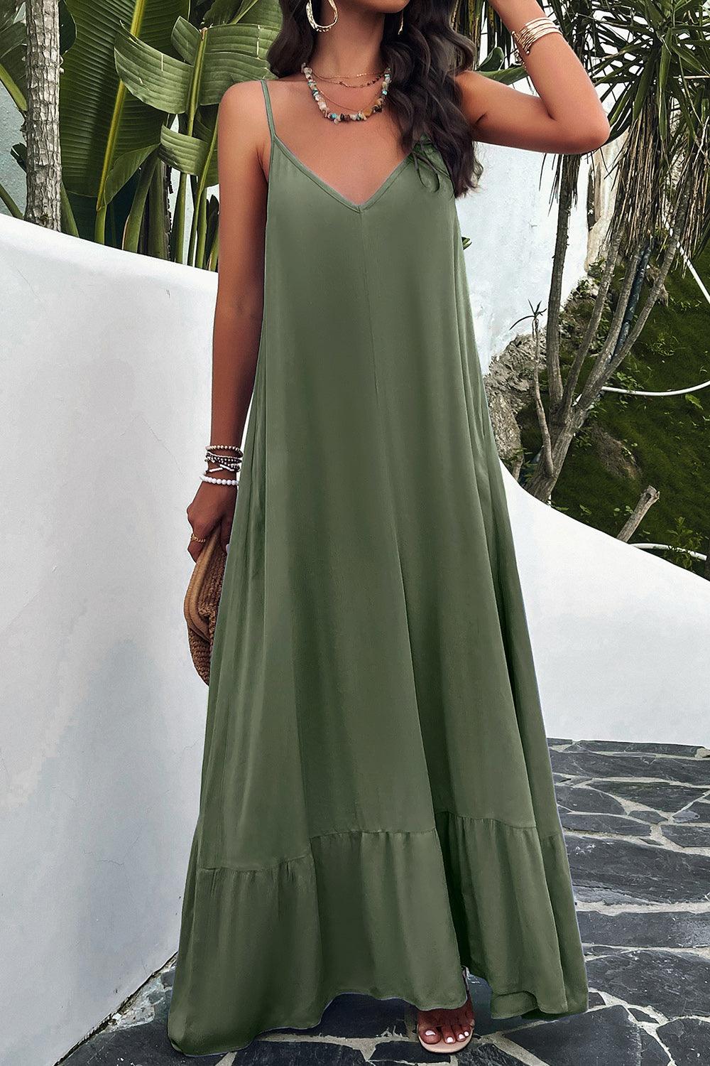 Getaway Chic A-Line Backless Maxi Cami Dress