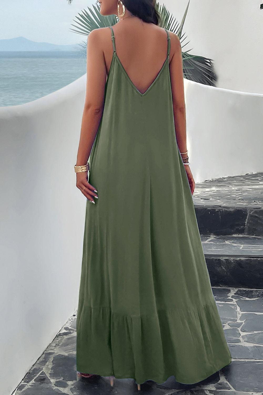 Getaway Chic A-Line Backless Maxi Cami Dress