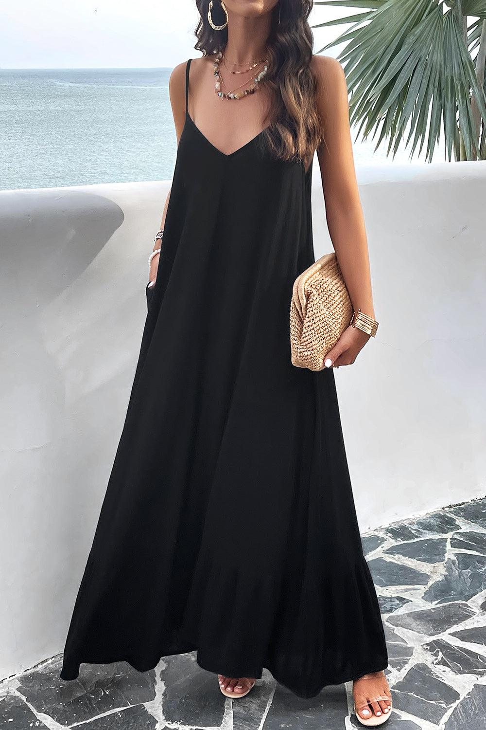 Getaway Chic A-Line Backless Maxi Cami Dress