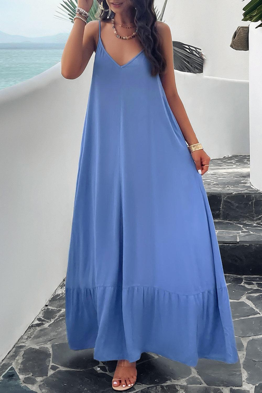 Getaway Chic A-Line Backless Maxi Cami Dress