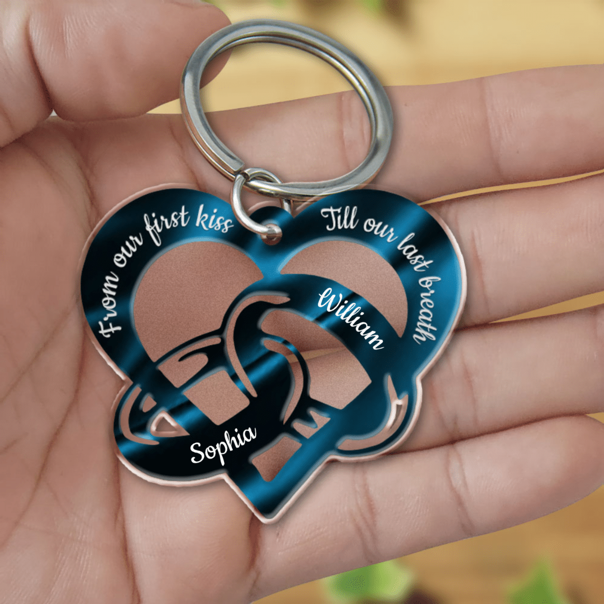 From Our First Kiss Till Our Last Breath Couple Rings Personalized Keychain for boyfriend