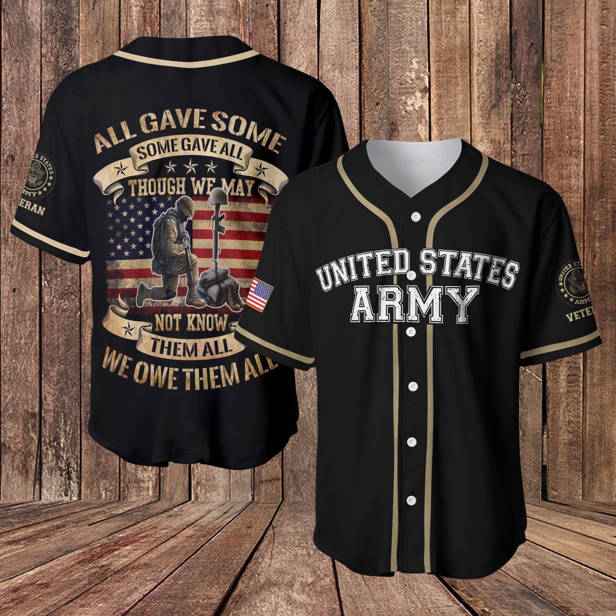 All Gave Some Some Gave All US Army Black Baseball Tee Jersey Shirt Printed 3D