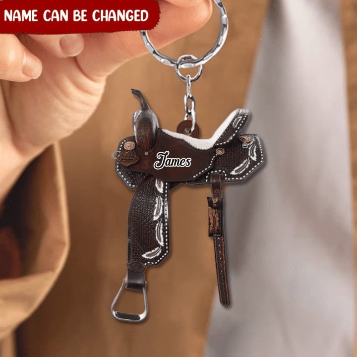 Personalized Cowboy And Guitar Acrylic Keychain for Cowboy and Guitar Lovers