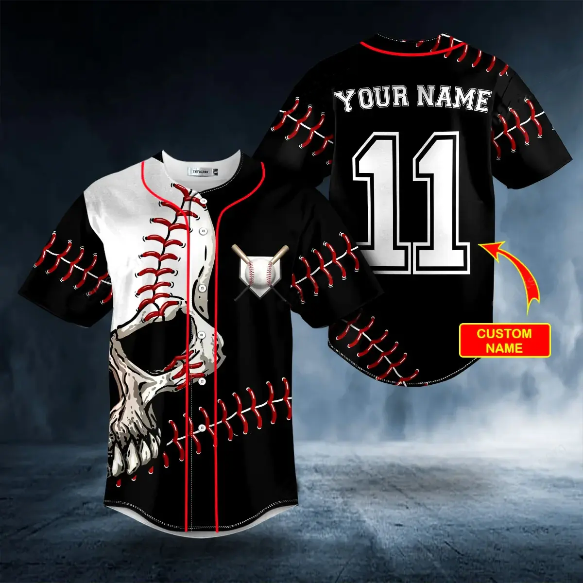 Customized Name And Number 11 Walk-Off Ball N Skull Baseball Jersey Personalized Baseball Shirt
