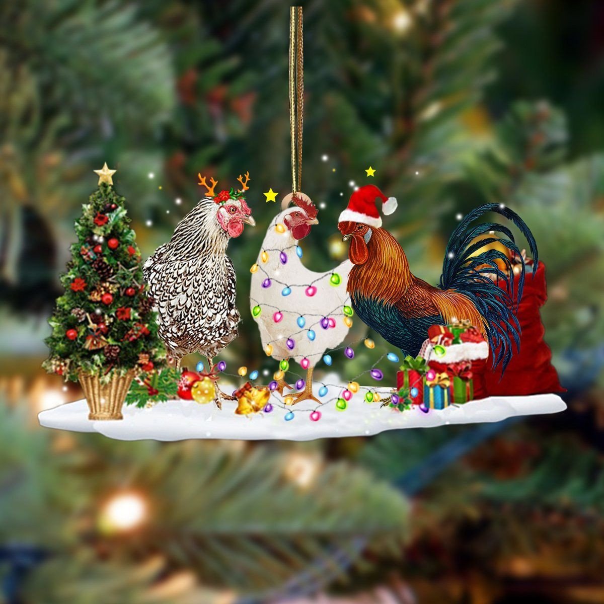 Chicken Christmas Ornaments Best Decorated Christmas Trees Gifts For Chicken Lovers/ 2D Flat Ornament