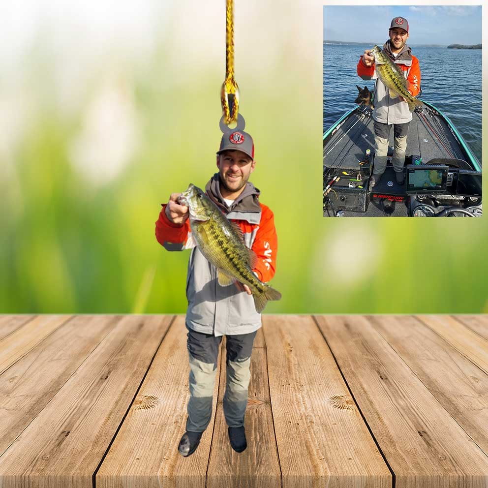 Custom Photo Fishing Ornament/ Acrylic Ornament for Fishing Lovers/ Gift for Father/ 2D Flat Ornament