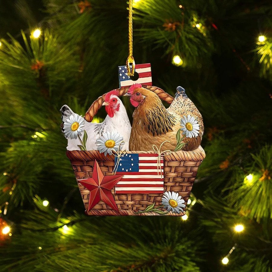 Customized Chicken Christmas Ornament for Farmer/ Custom Shape Acrylic Chicken Ornament/ 2D Flat Ornament