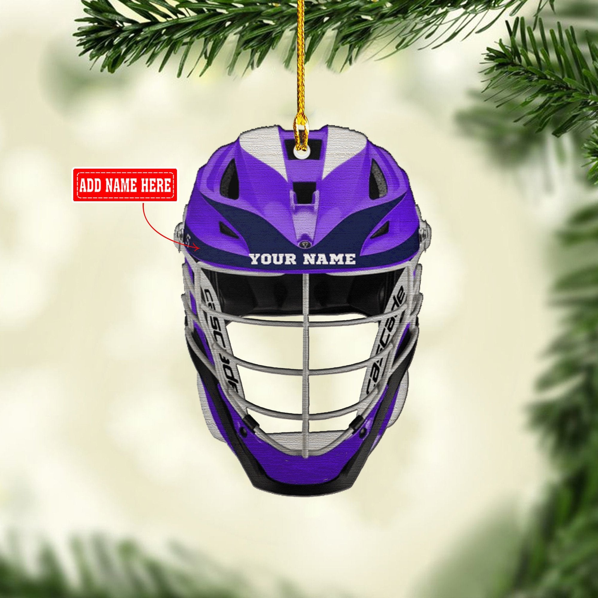 Lacrosse Helmet Black Mask - Ornament Custom Name for Lacrosse Lover