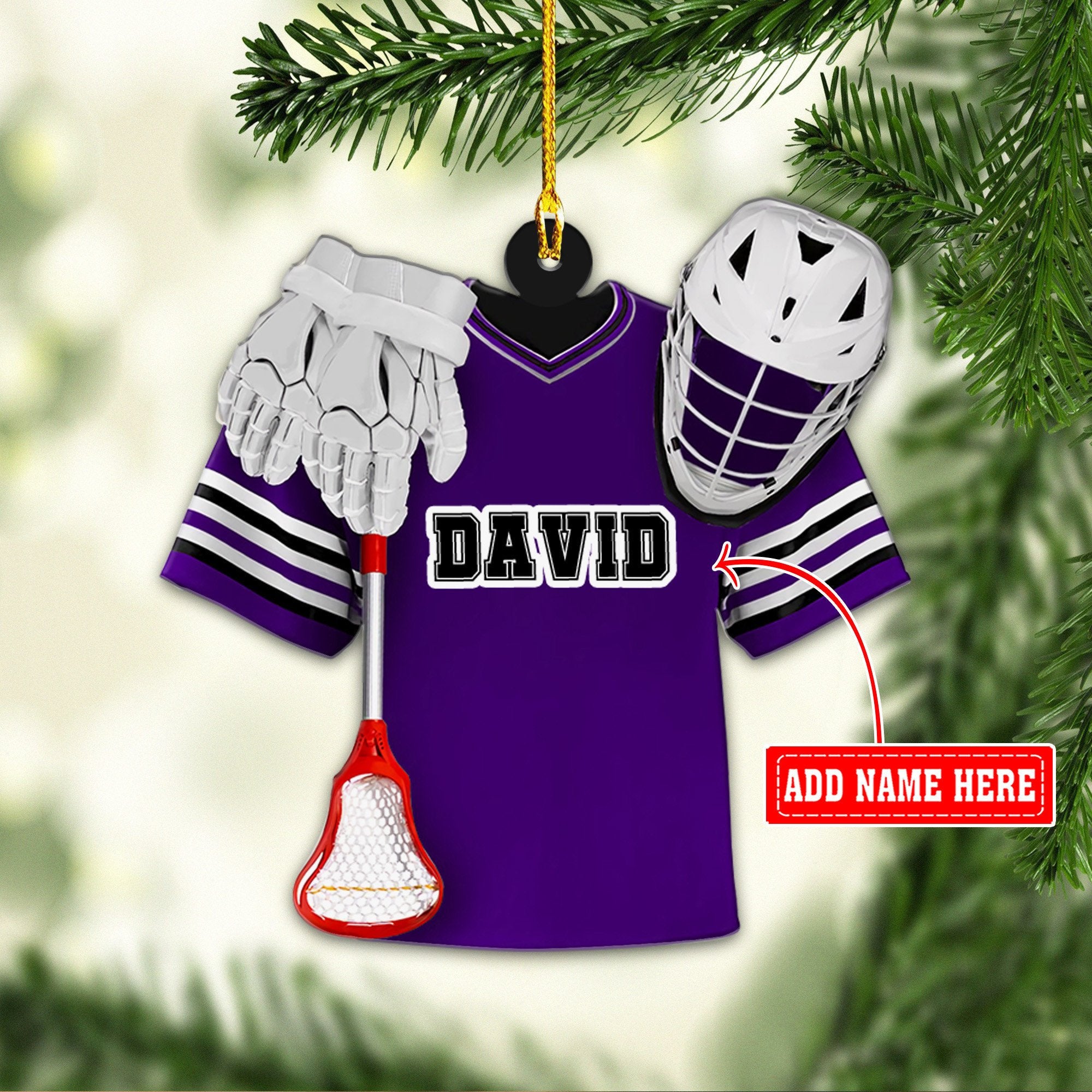 Personalized Lacrosse Uniform And Helmet Multi Color Christmas Acrylic Ornaments/ 2D Flat Ornament