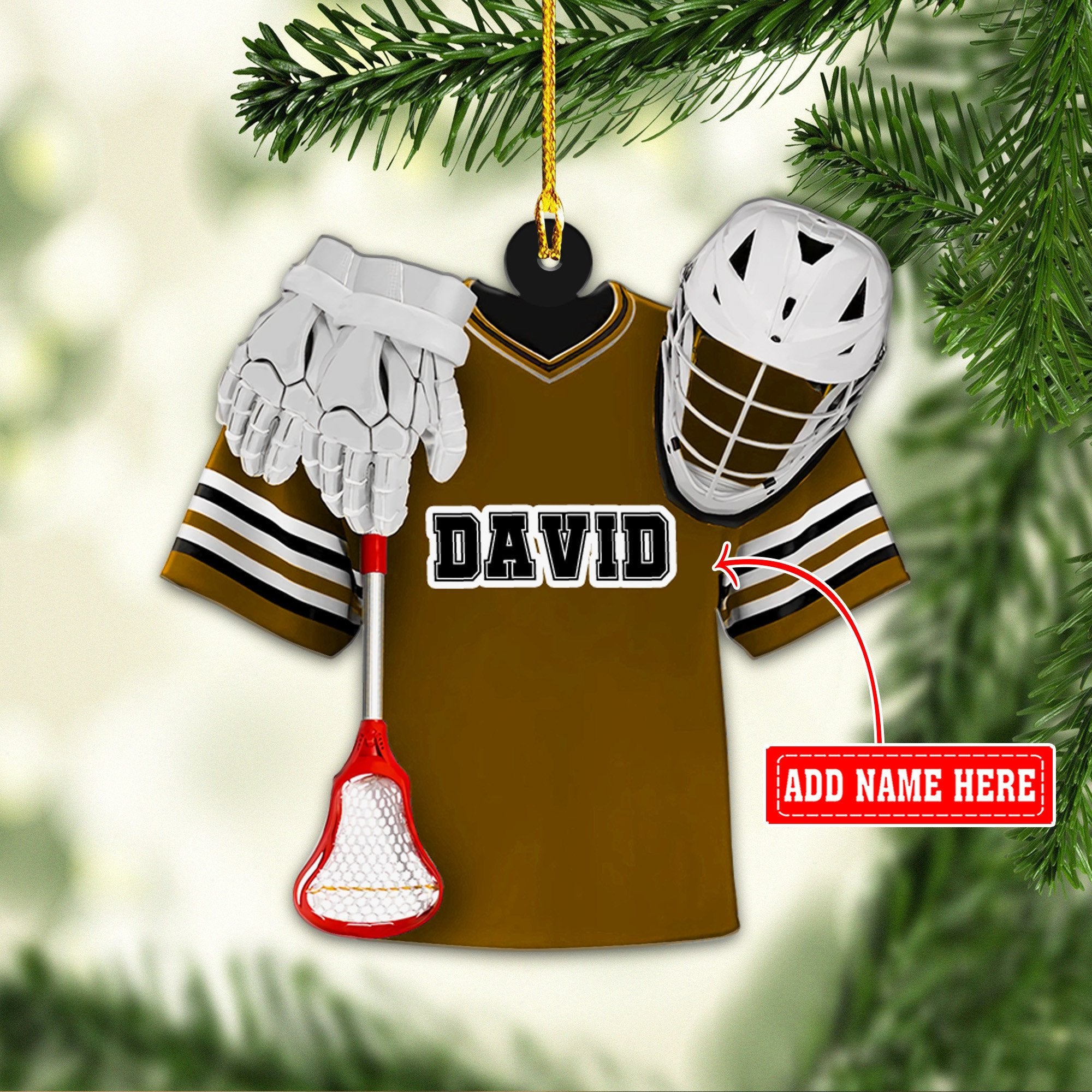 Personalized Lacrosse Uniform And Helmet Multi Color Christmas Acrylic Ornaments/ 2D Flat Ornament