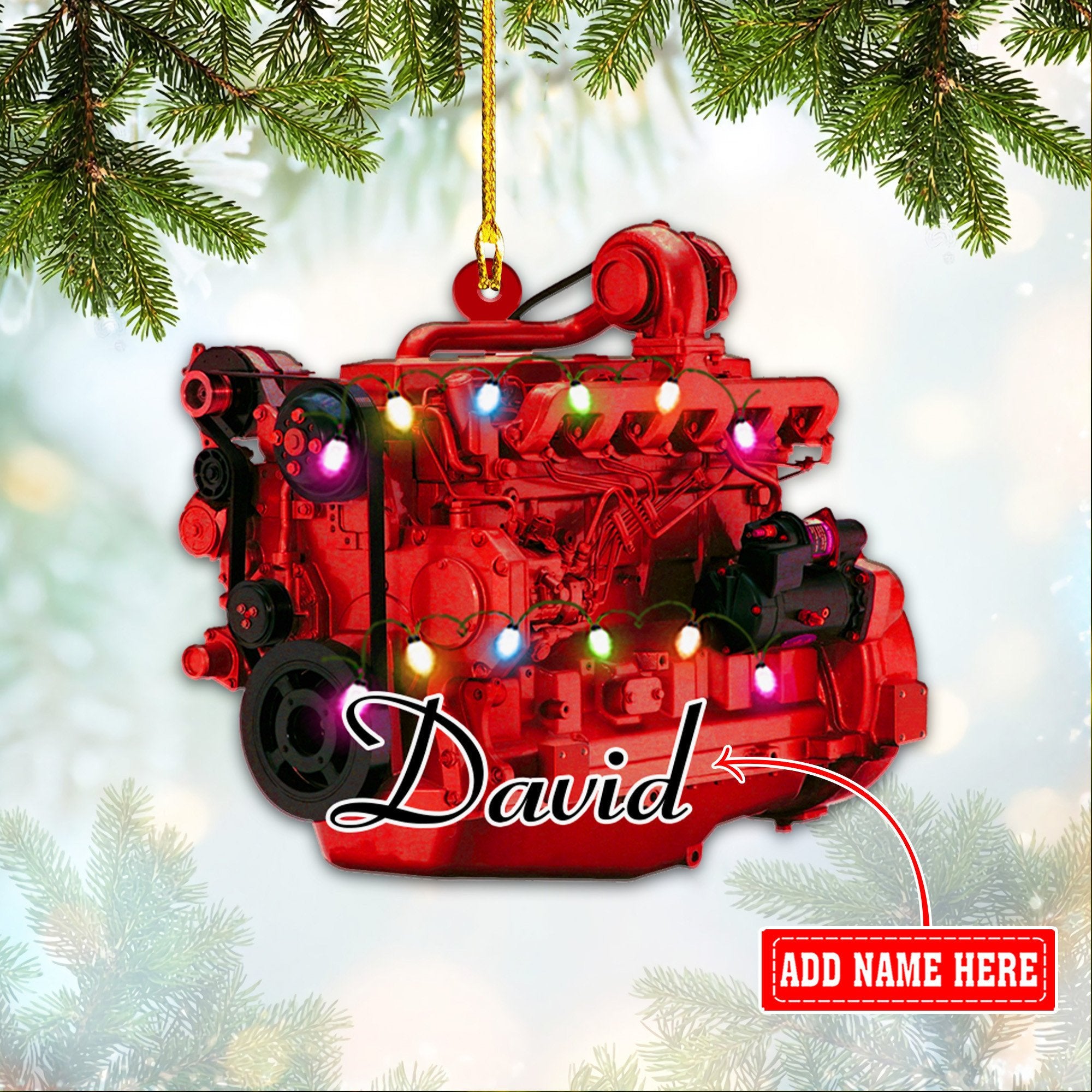 Personalized Tractor Motor Engine Christmas Acrylic Ornaments/ 2D Flat Ornament