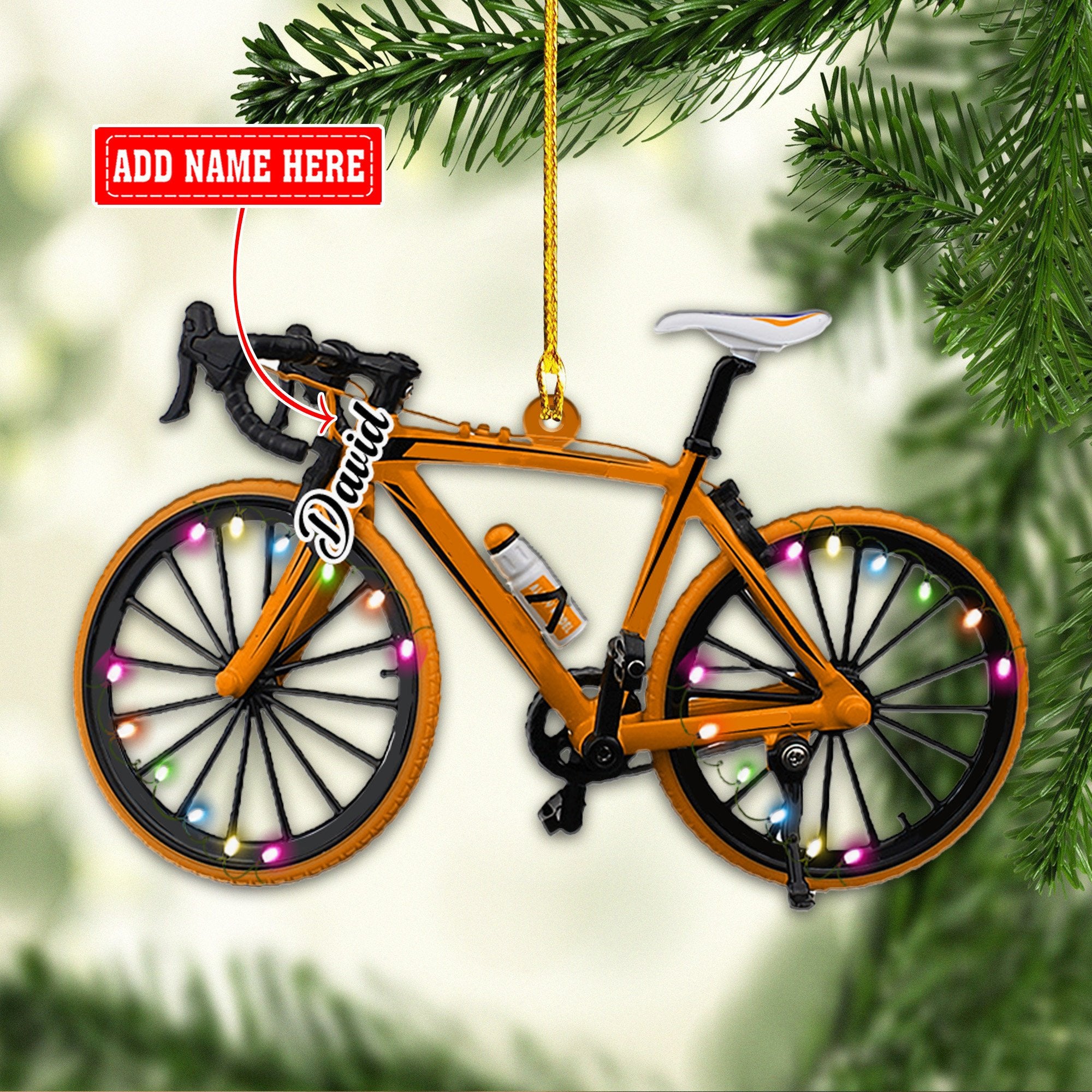 Personalized Name Multi Color Cycling Acrylic Christmas Ornaments/ 2D Flat Ornament for Cyclists