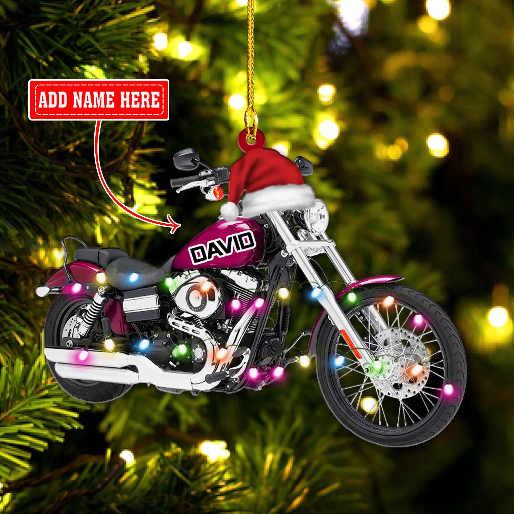 Personalized Cool Multicolor Hat Motorcycle Christmas Acrylic Ornaments/ Motorcycle Ornament for Men