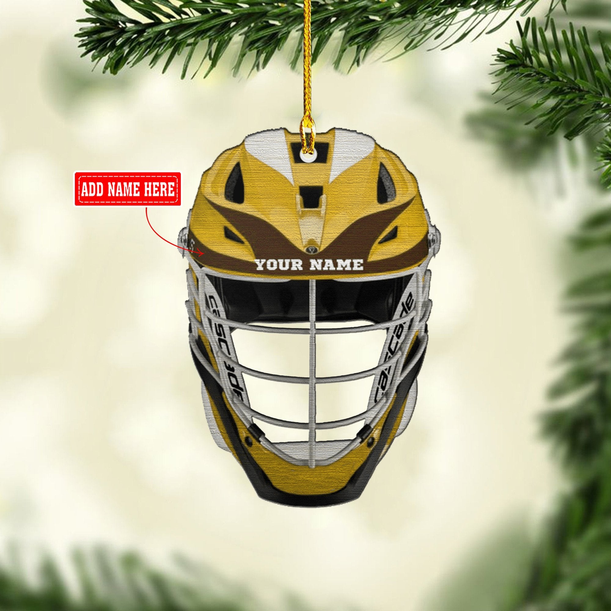 Lacrosse Helmet Black Mask - Ornament Custom Name for Lacrosse Lover