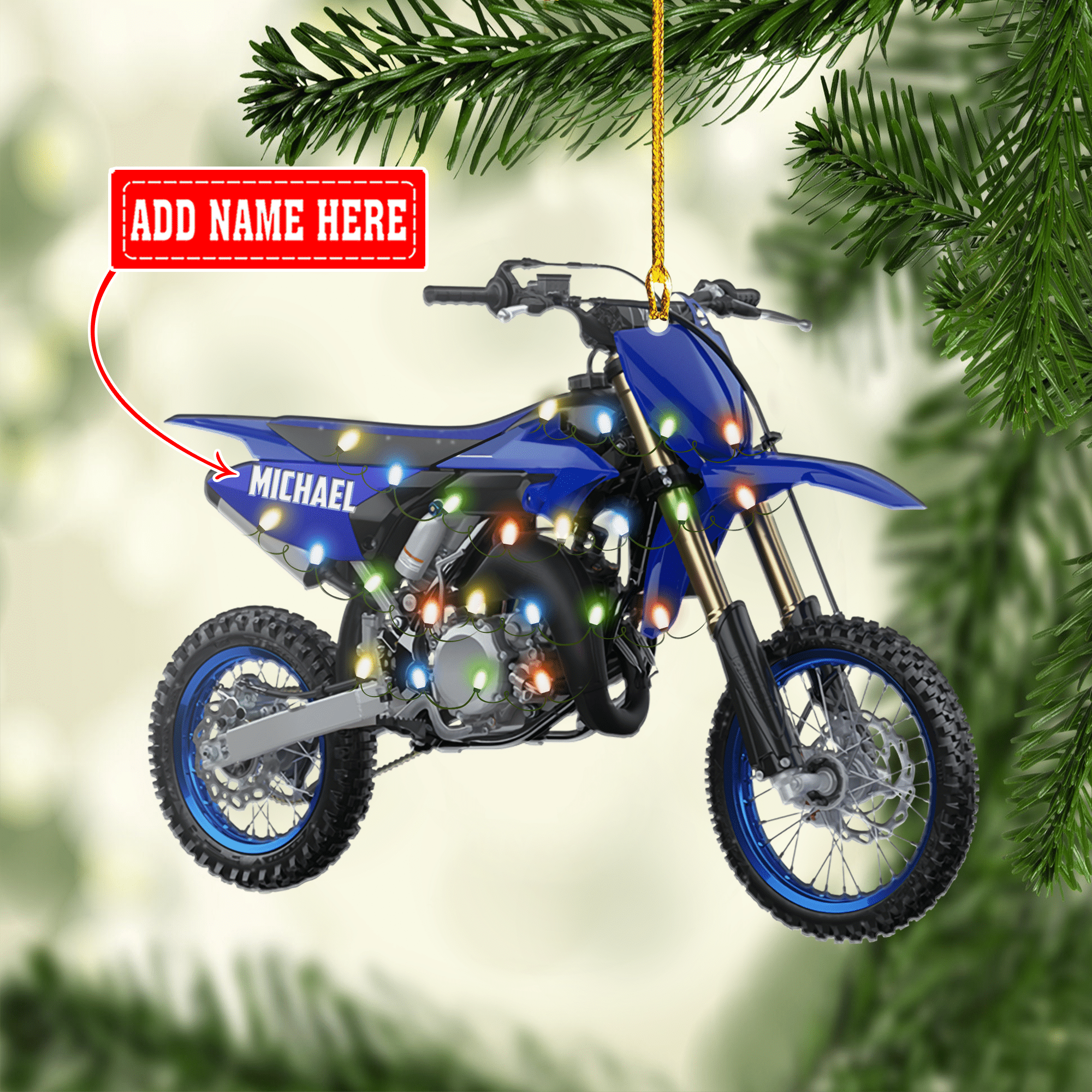 Personalized Motocross Ornament/ Biker Christmas Ornament/ Motorcycle Ornament/ Dirt Bike Ornament/ Custom Name Ornament for Men