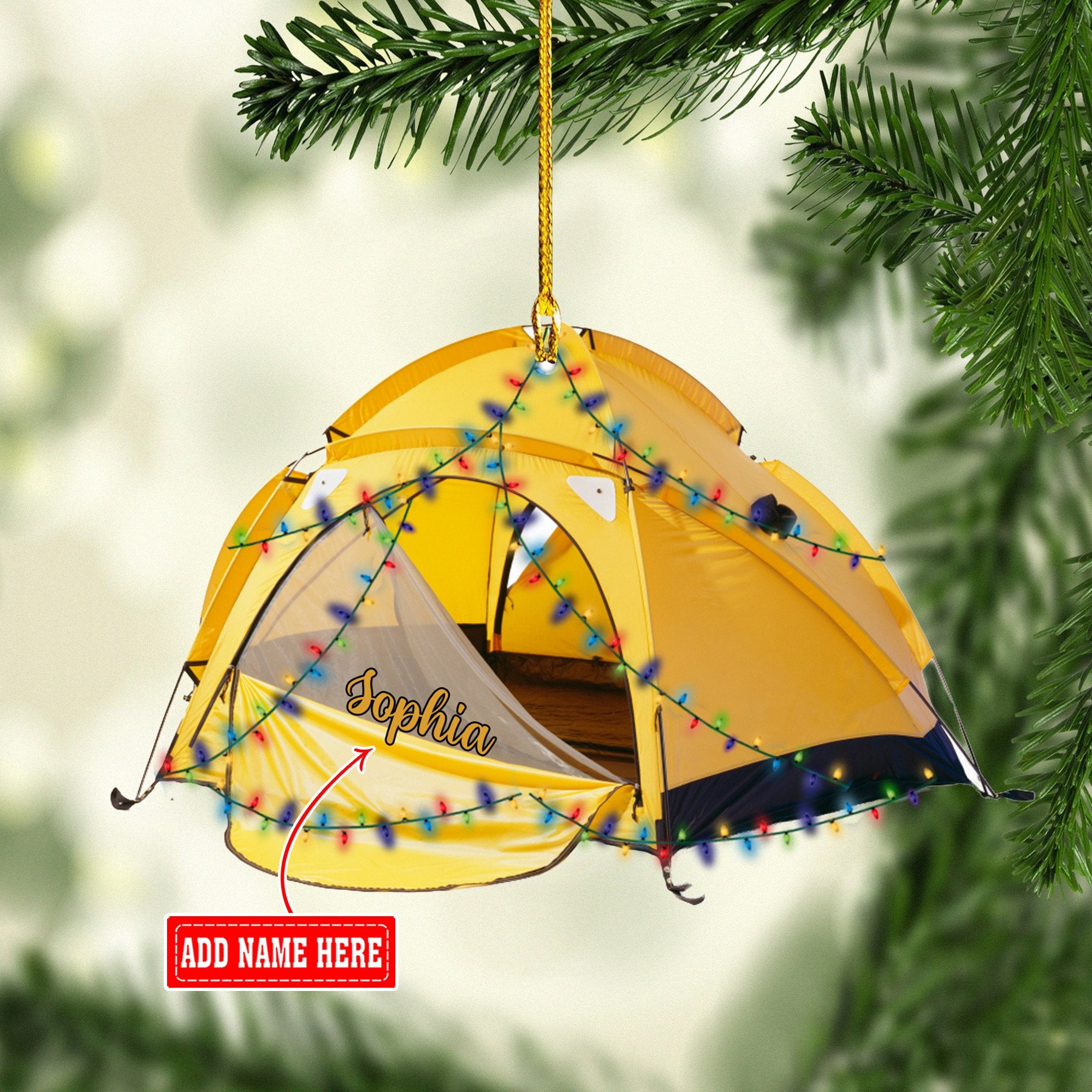 Personalized Camping Tent Christmas Ornament/ Custom Name Camper Acrylic Ornament/ 2D Flat Ornament