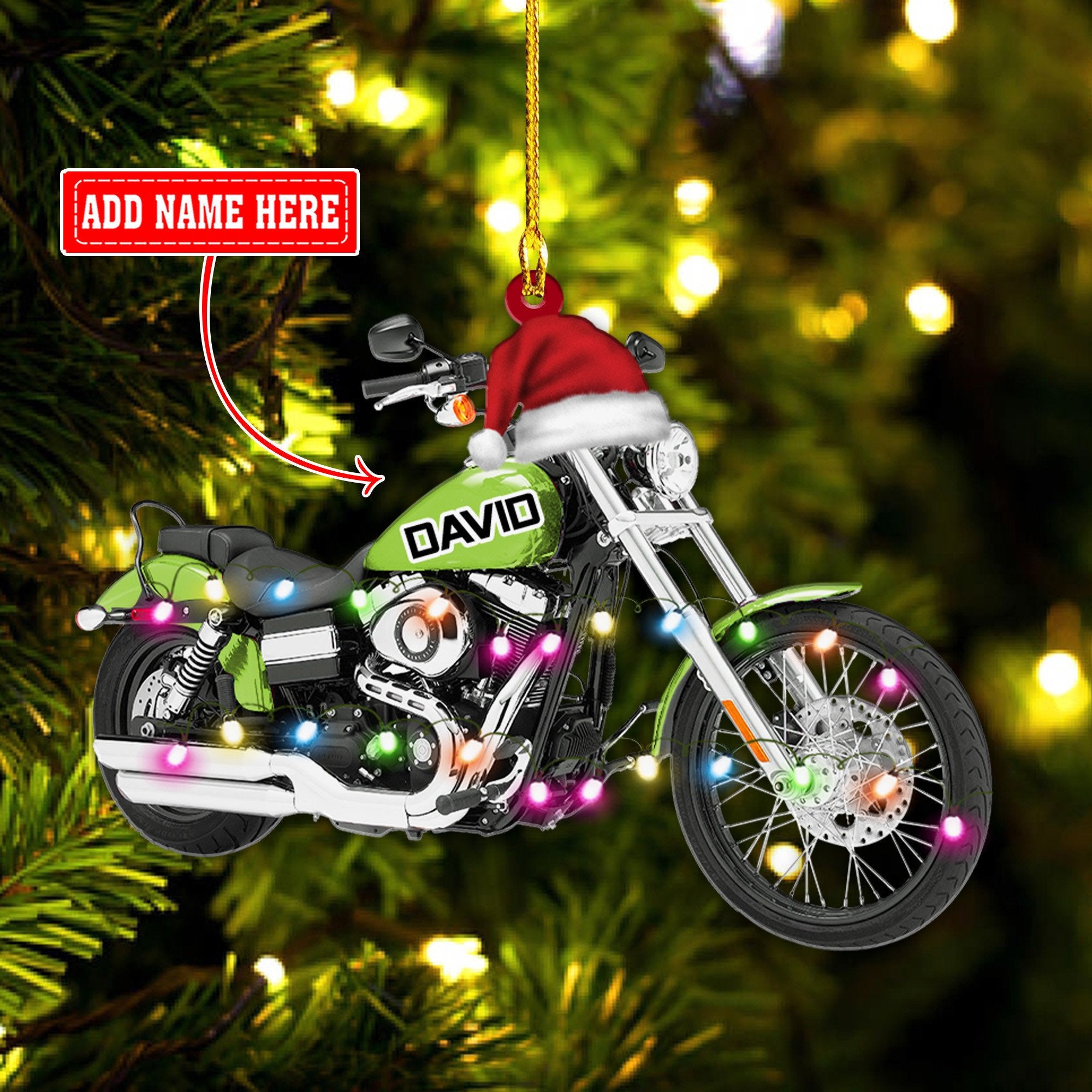 Personalized Cool Multicolor Hat Motorcycle Christmas Acrylic Ornaments/ Motorcycle Ornament for Men