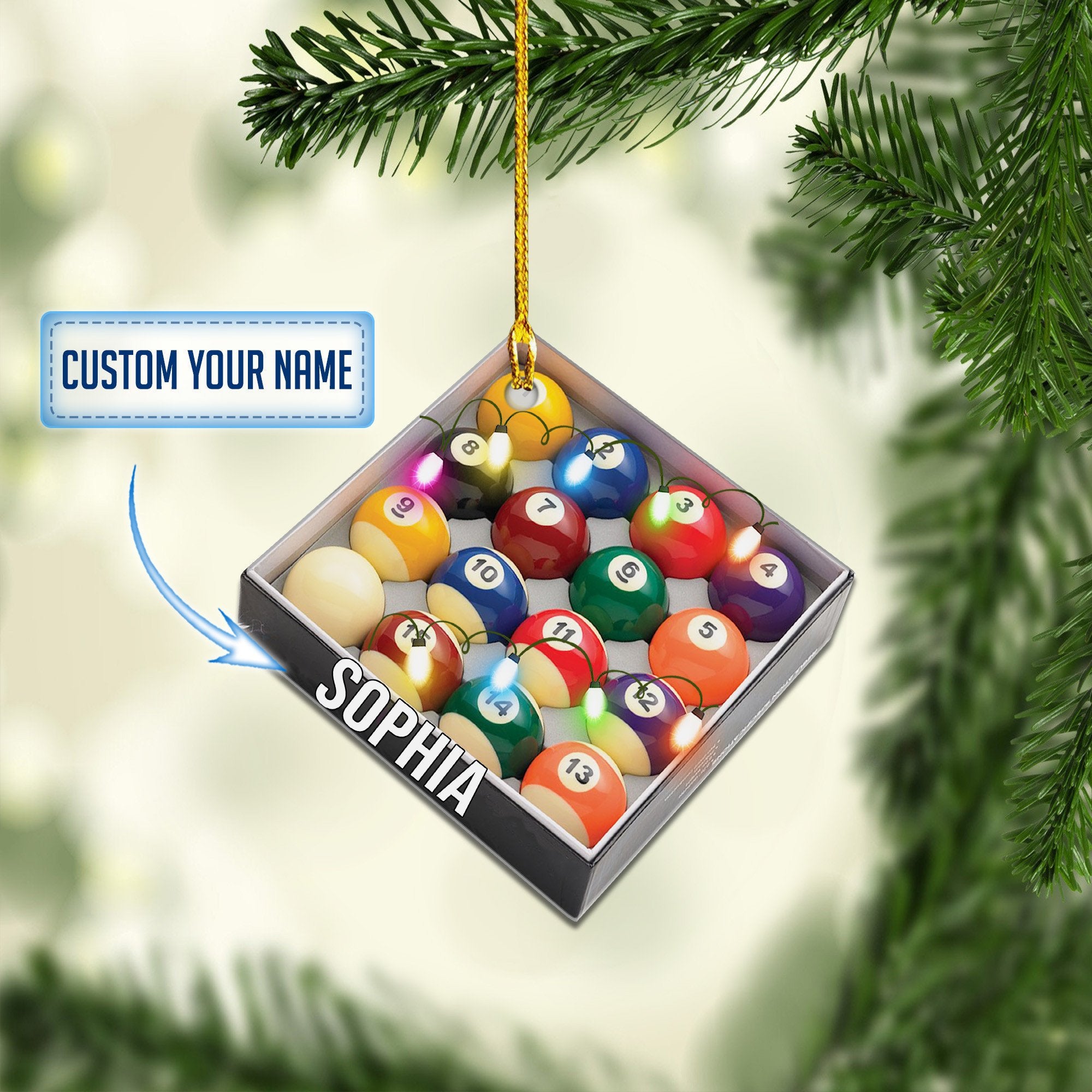 Personalized Billiards Pool Christmas Acrylic Ornaments/ Gift for Billiard Player Pooler