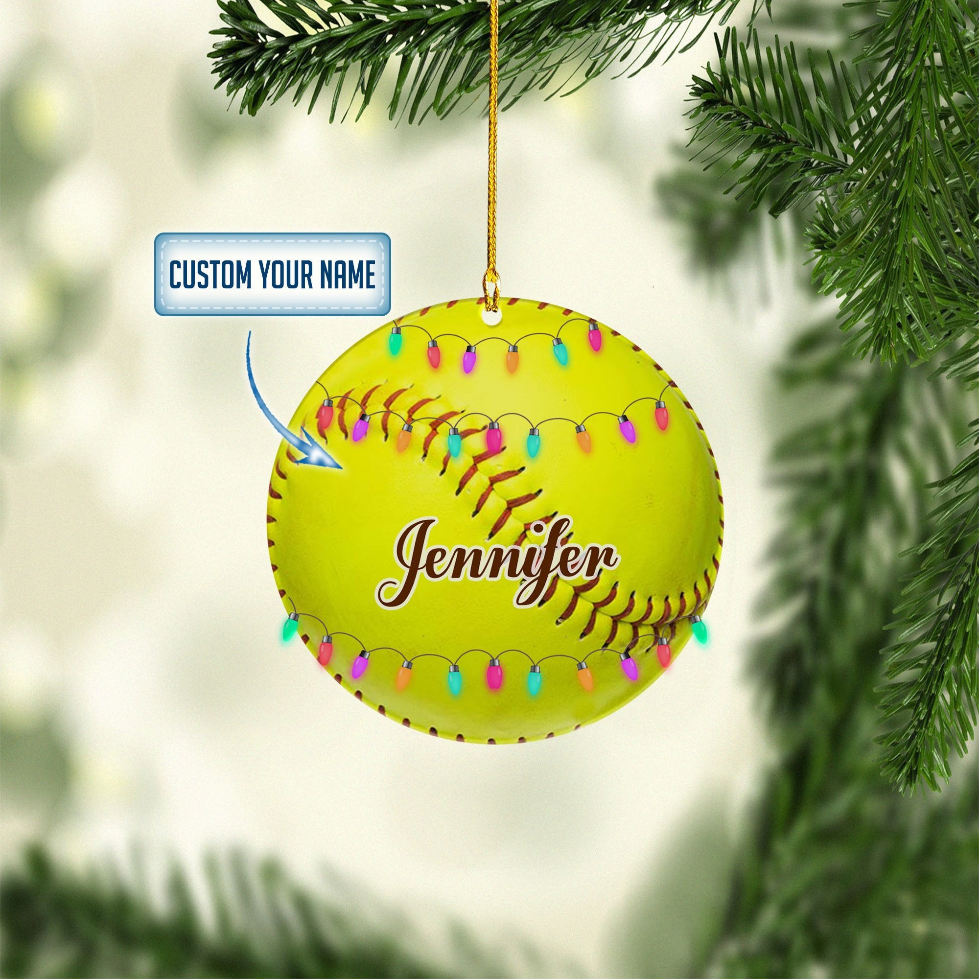 Personalized Name Number Softball Ball Christmas Ornaments/ Gift for Softball Player