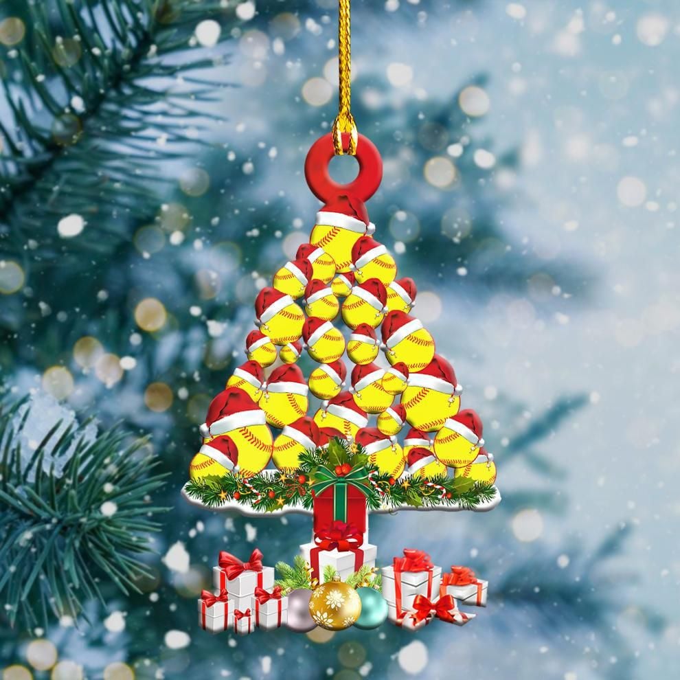 Softball Christmas Tree Christmas Acrylic Ornaments/ Gift for Softball Lover
