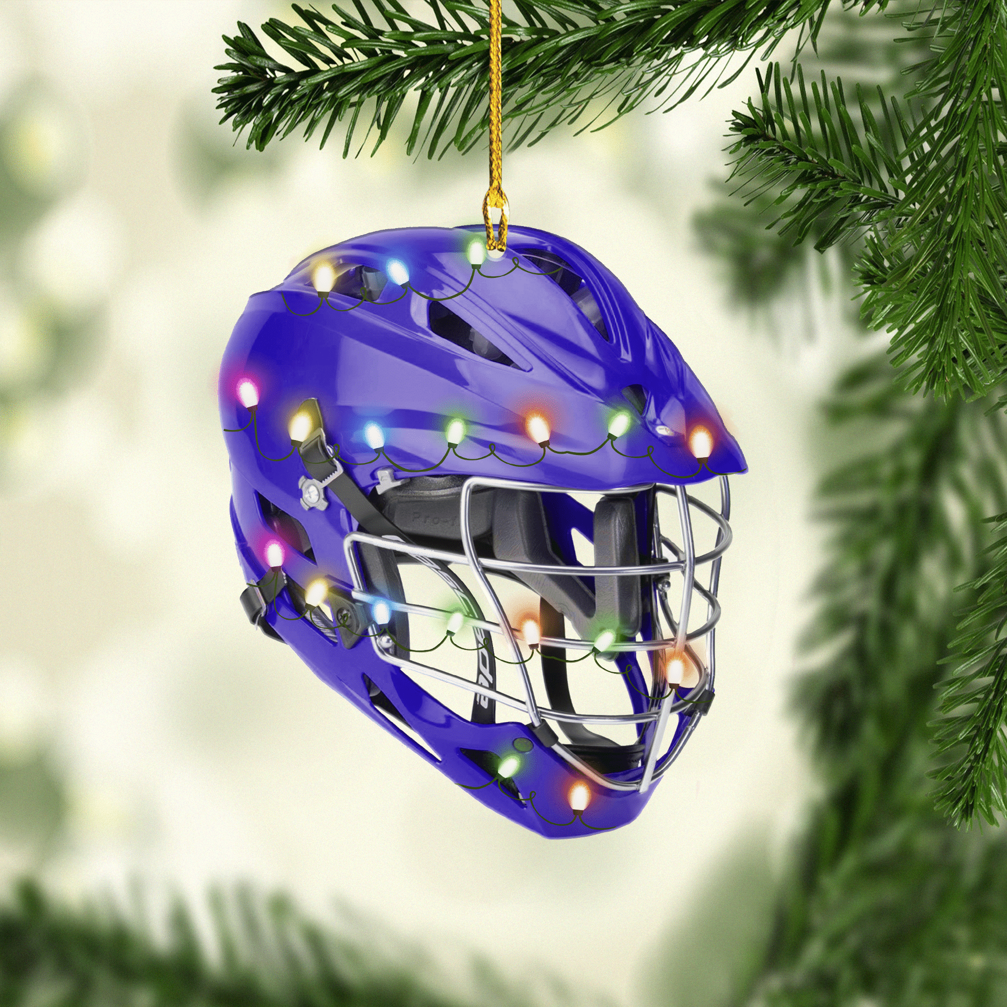 Multi Color Lacrosse Helmet Christmas Acrylic Ornaments/ Gift for Lacrosse Player