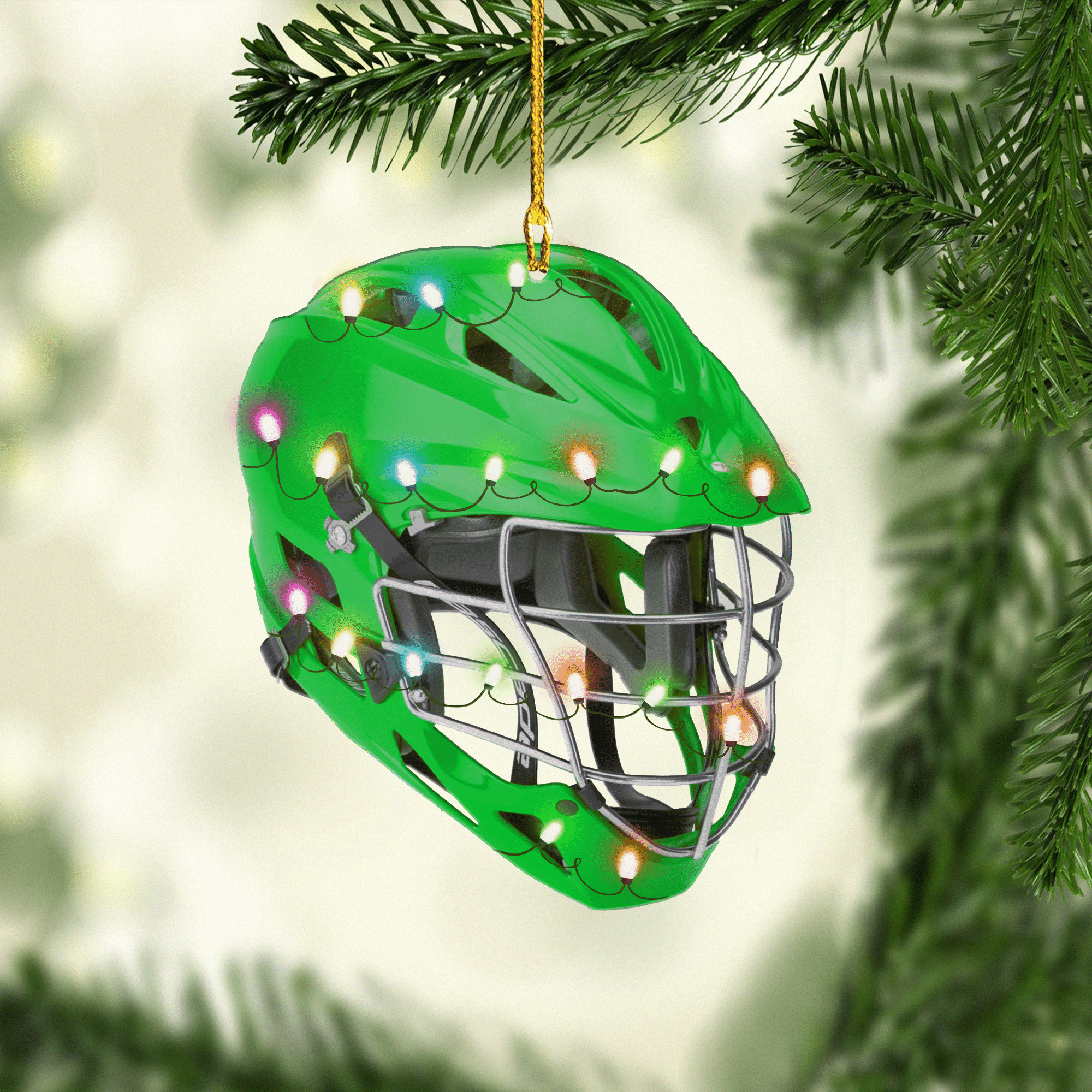 Multi Color Lacrosse Helmet Christmas Acrylic Ornaments/ Gift for Lacrosse Player