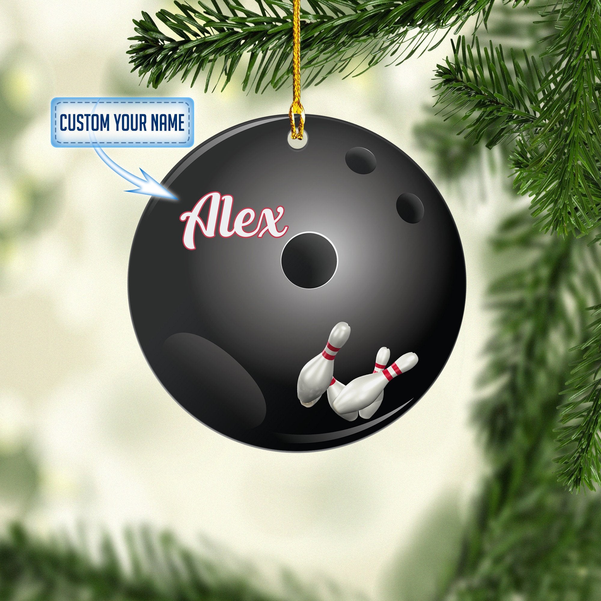 Personalized Bowling Pins Christmas Acrylic Ornaments/ Bowling Gift/ Bowling Ornament