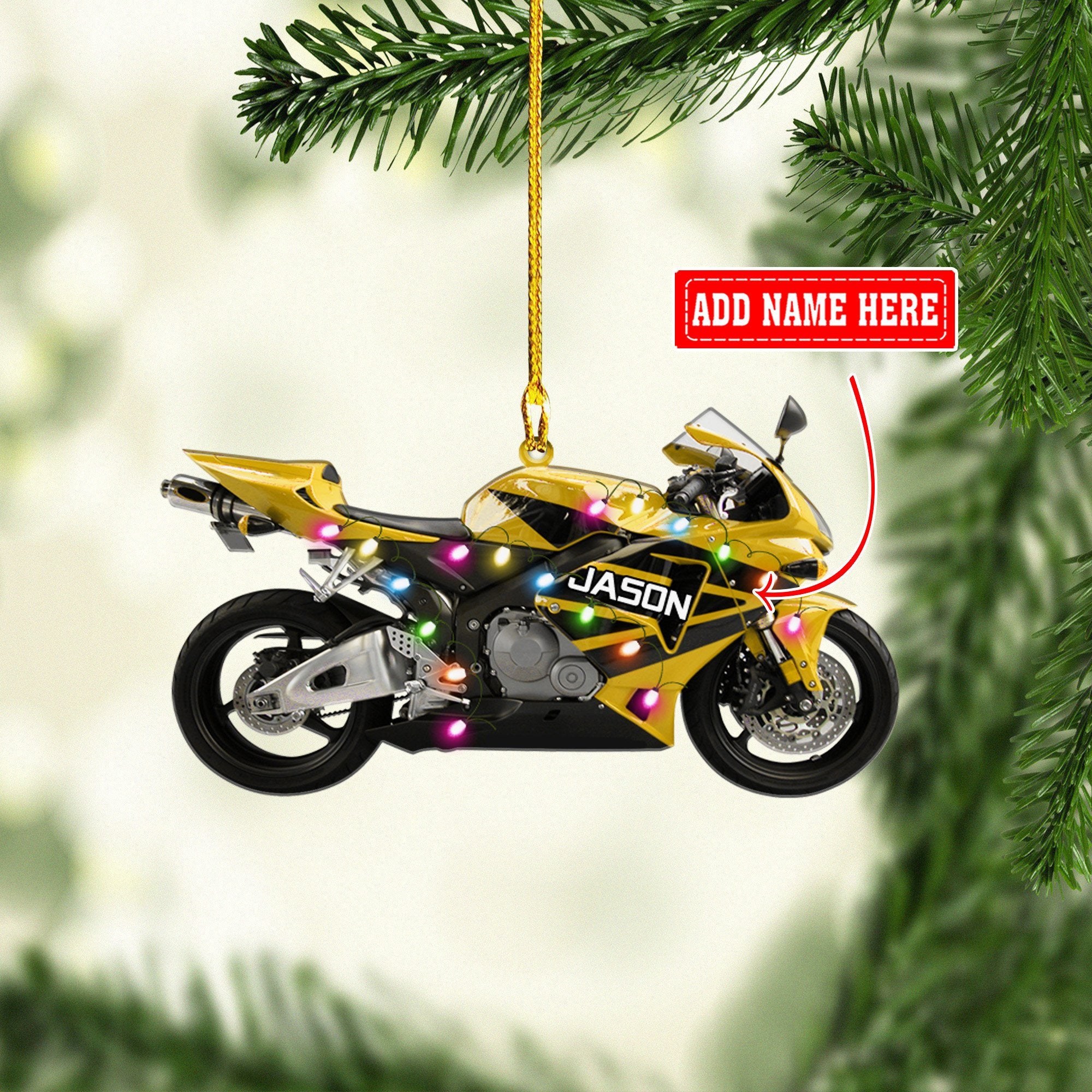 Personalized Name Motocross Multicolor Christmas Ornaments/ 2D Flat Ornament for Motorcycle Lover