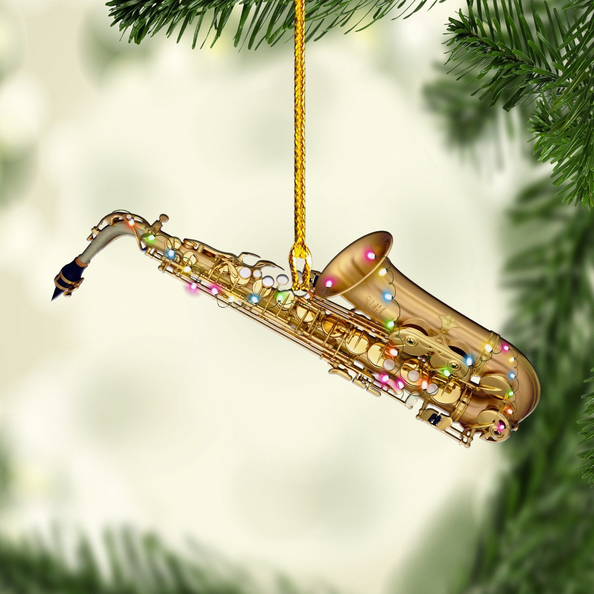 Customized Gold Saxophone Christmas Ornaments/ Saxophone Ornament/ Saxophone Gift