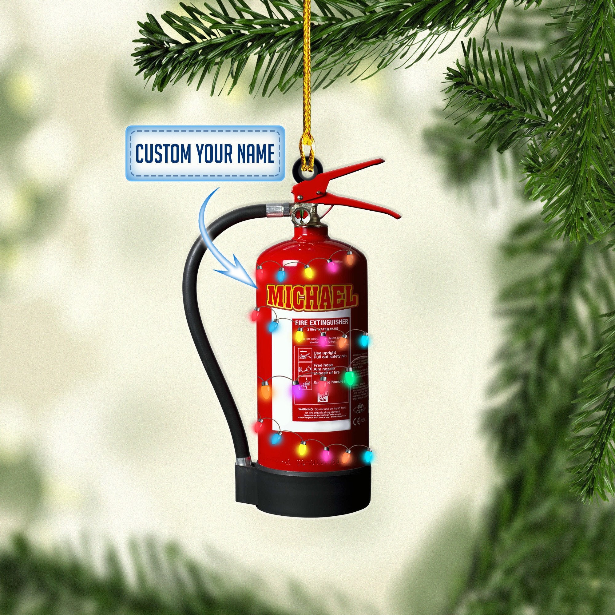 Personalized Firefighter Extinguisher Christmas Ornaments/ Gift for Firefighter Ornament