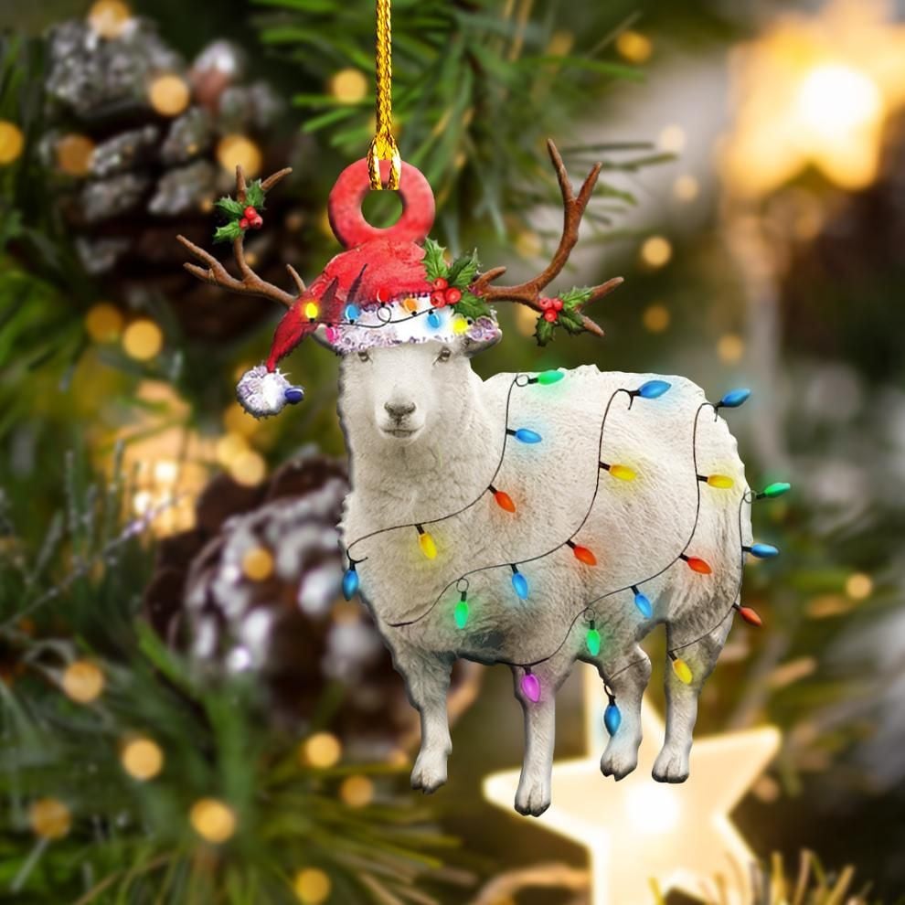 Sheep Christmas Light Acrylic Shaped Ornaments/ 2D Flat Ornament