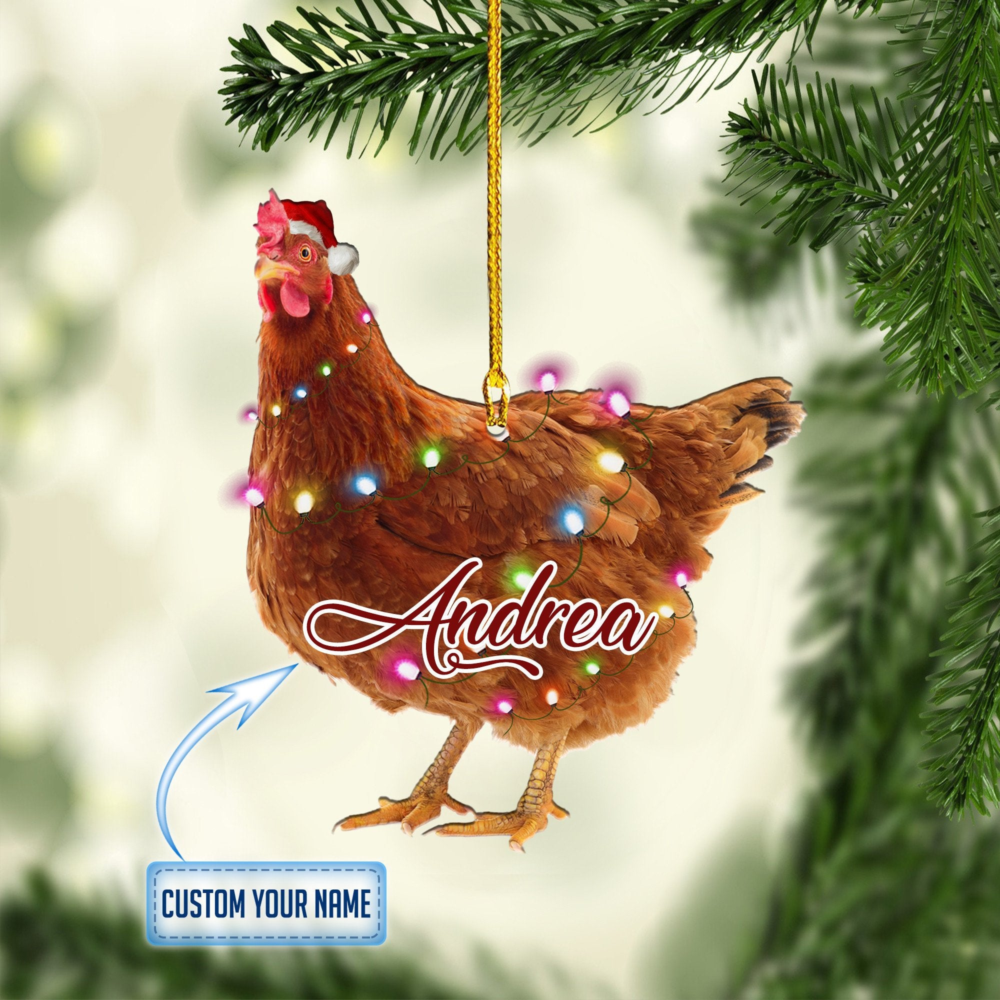 Personalized Chicken Merry Christmas Ornaments/ Best Gift for Chicken Lovers/ Farm Gift Christmas Ornament