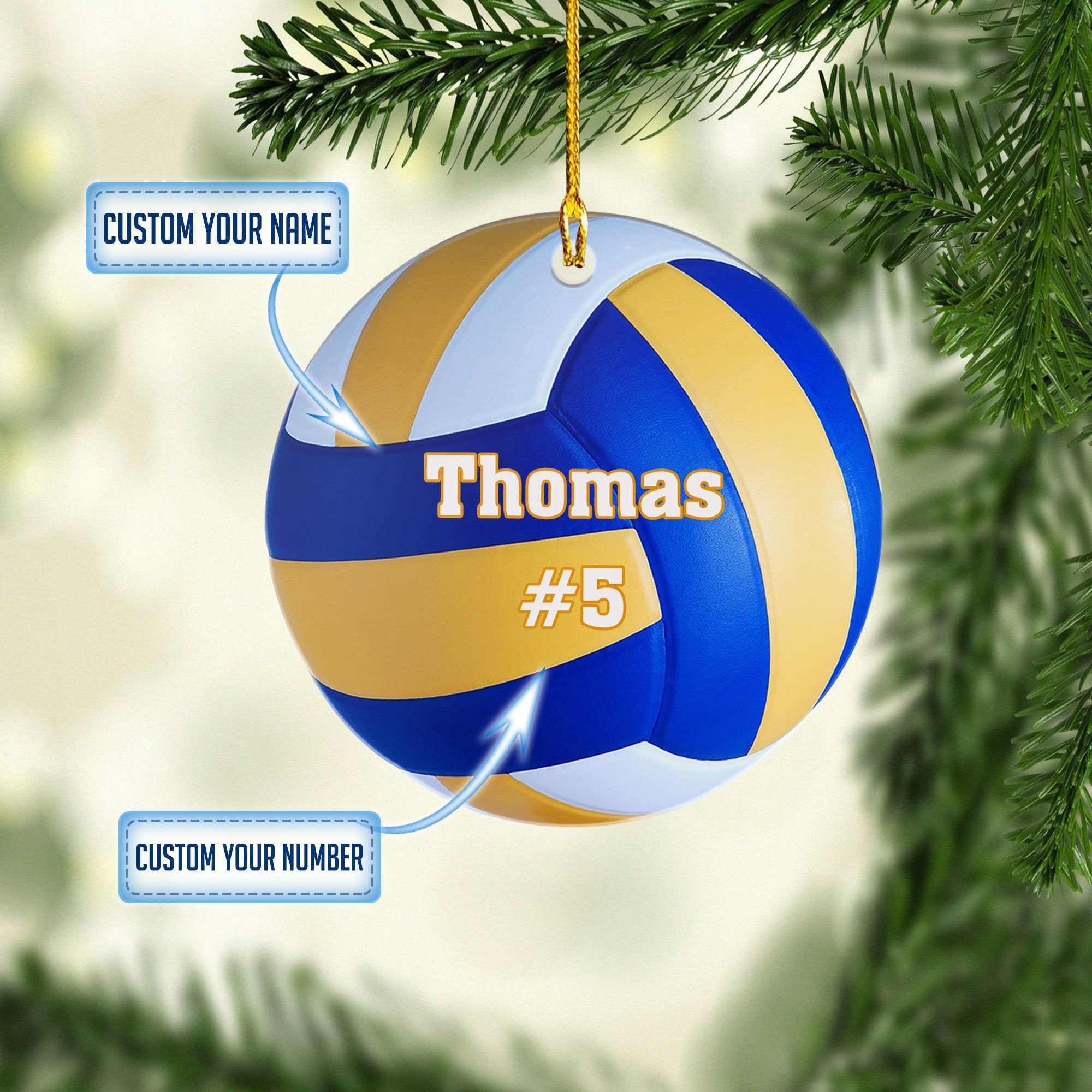 Personalized Volleyball Ball Acrylic Christmas Ornaments/ 2D Flat Ornament Volleyball