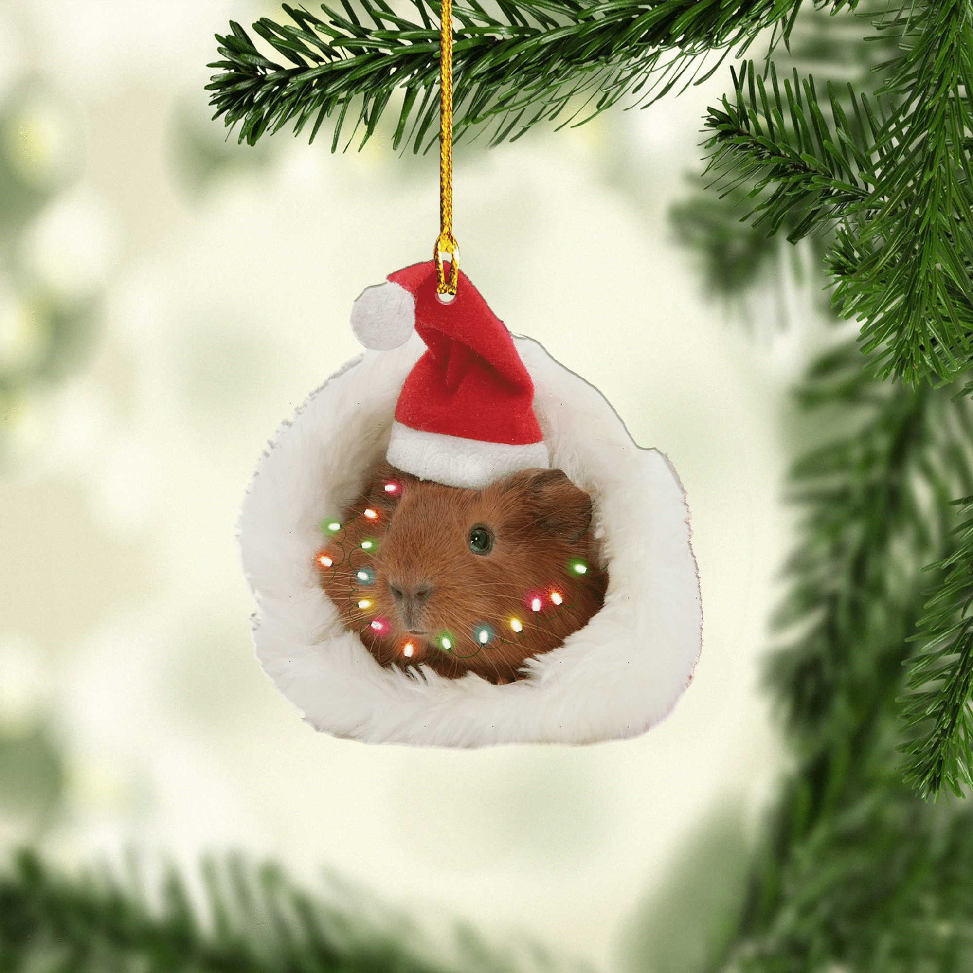 Guinea Pig Christmas Ornament/ Custom Name Ornament/ Christmas Ornament Gift For Guinea Pig Lovers/ Christmas Dog Friends Hanging Ornament