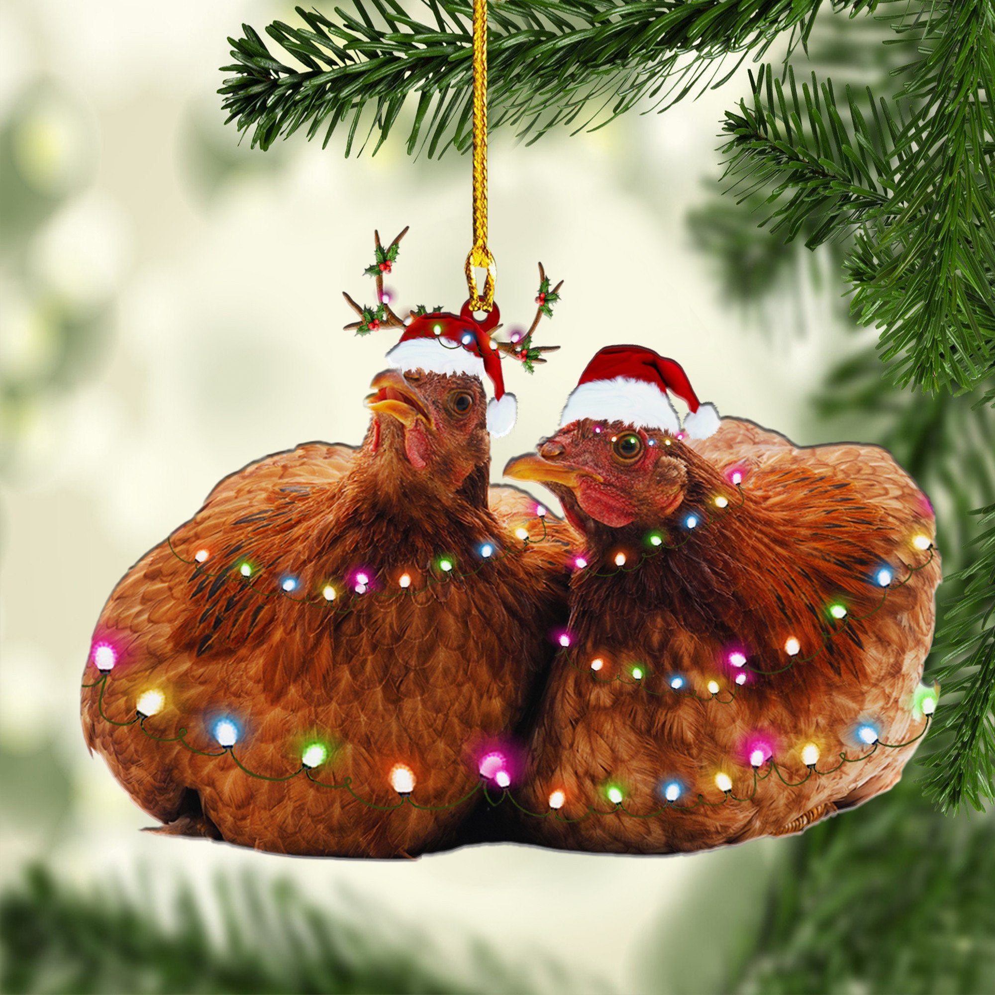 Personalized Chicken Merry Christmas Ornaments/ Best Gift for Chicken Lovers/ Farm Gift Christmas Ornament
