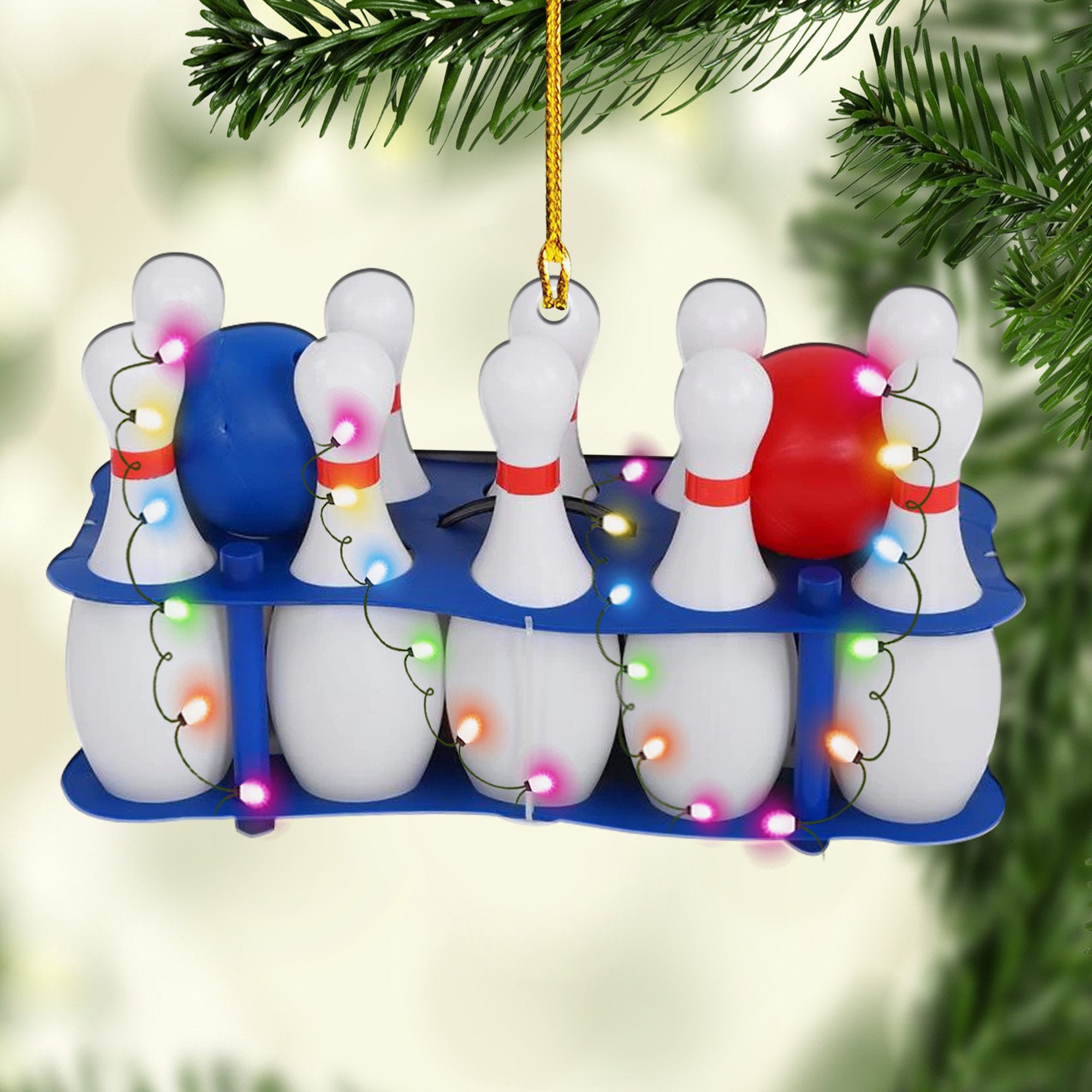 Personalized Bowling Set Acrylic Ornaments/ Perfect Ornament for Bowling Lover