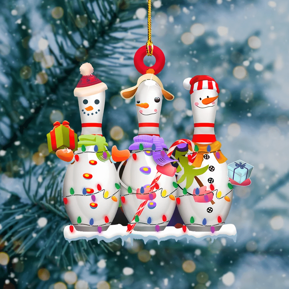 Bowling Snowies Christmas Ornaments/ Gift for Bowler/ Bowling Ornament