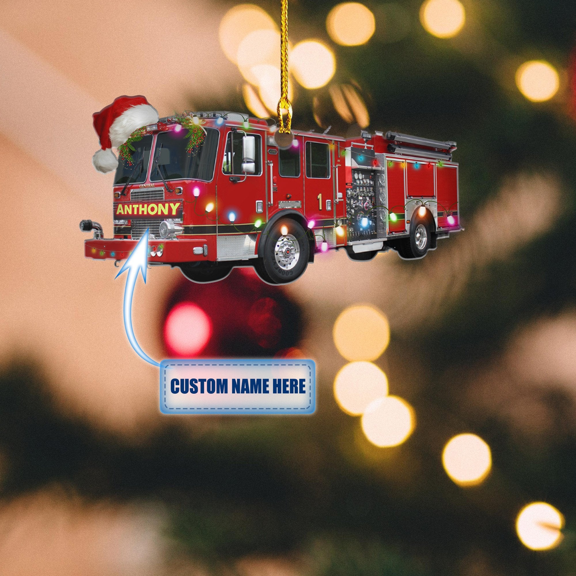 Personalized Firefighter Car Christmas Ornaments/ Perfect Ornament for Firefighter Man