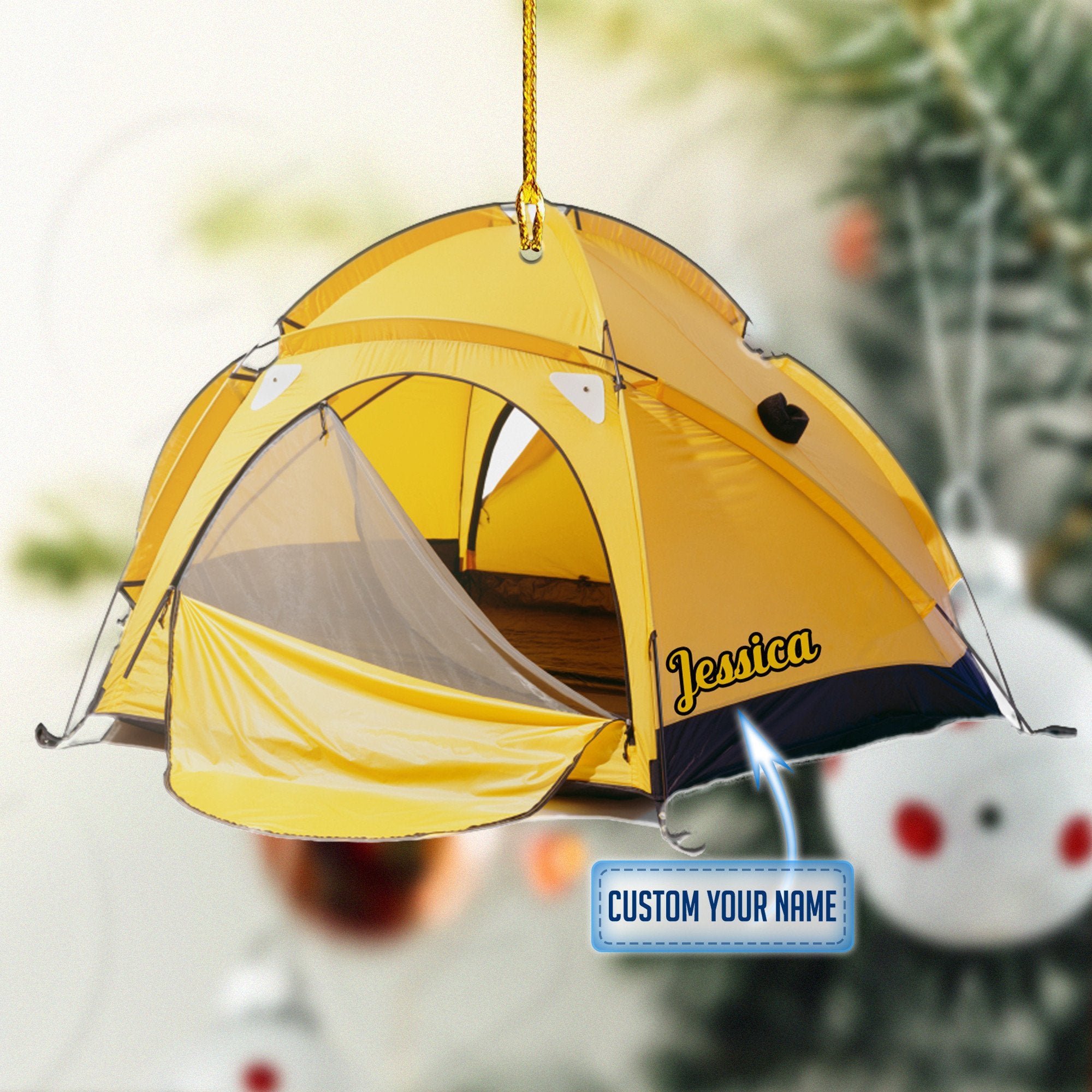 Personalized Camping Tent Christmas Ornament/ Custom Name Camper Acrylic Ornament/ 2D Flat Ornament