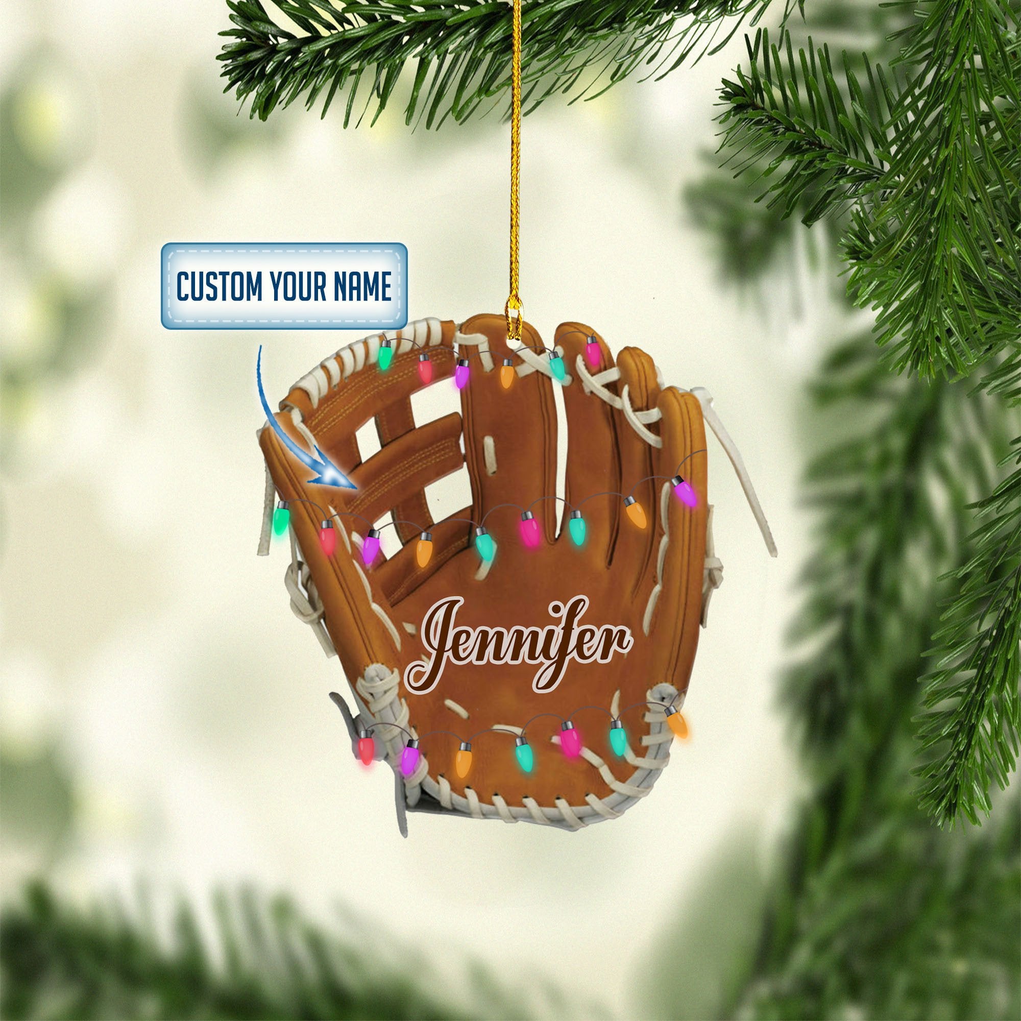 Personalized Name Softball Gloves Acrylic Shaped Ornaments/ Christmas Ornament for Softball Player