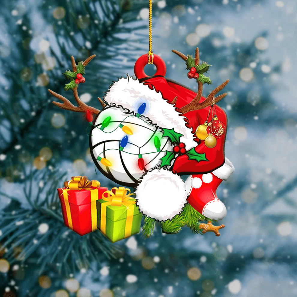Volleyball Light Christmas 2D Flat Christmas Ornaments/ Idea Gift for Volleyball Player